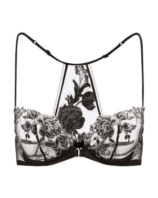 La Perla Black Balconette Bra In Embroidered Tulle In Black Lyst