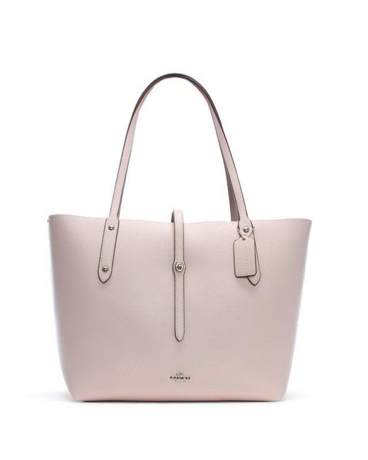 Lyst Coach Market Polished Ice Pink Leather Tote Bag In Coach Market Polished Ice Pink Leather Tote Bag Lyst