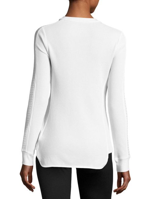 Marc new york Embellished-sleeve Thermal Top in Gray | Lyst