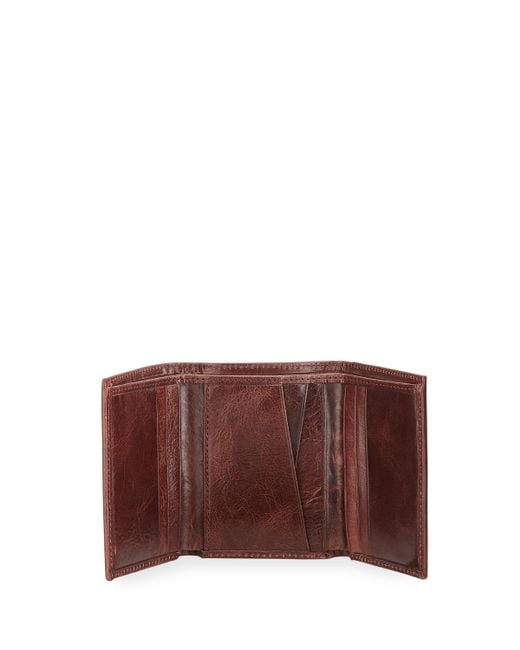 Neiman Marcus Men&#39;s Glazed Leather Tri-fold Wallet in Brown for Men - Lyst
