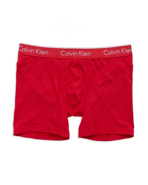 Calvin klein Solid Nylon Blend Boxer Briefs in Red for Men | Lyst