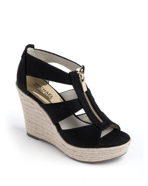 Michael michael kors Damita Canvas Espadrille Wedges in Black - Save 16% | Lyst