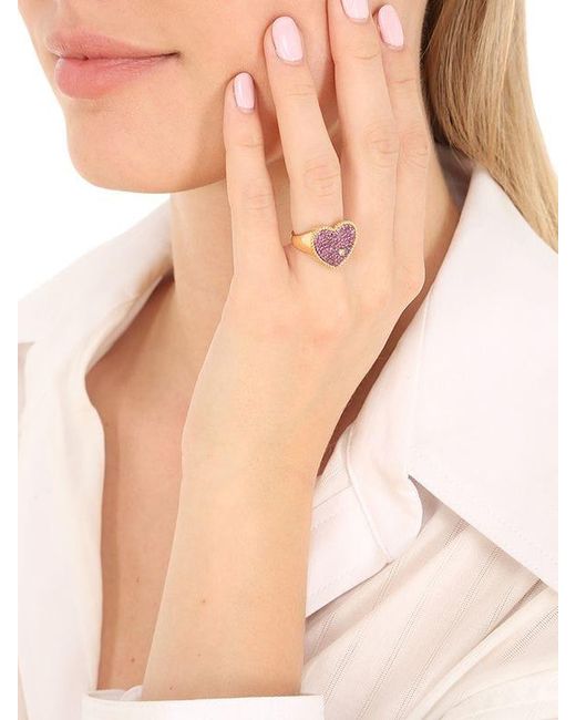 Yvonne Léon Heart 18kt Gold & Sapphire Signet Ring in Metallic - Lyst