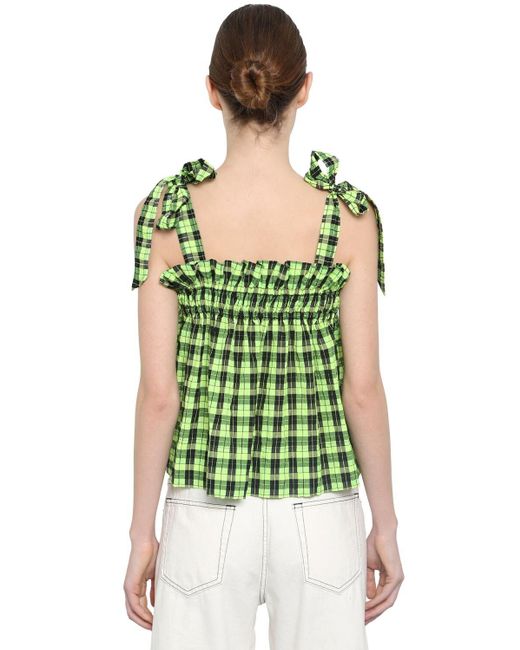 ganni seersucker green