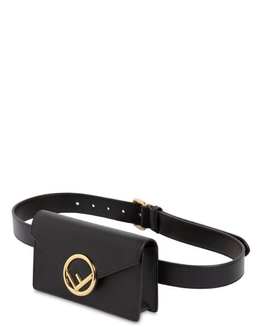 Fendi Logo Leather Belt Bag in Black - Lyst