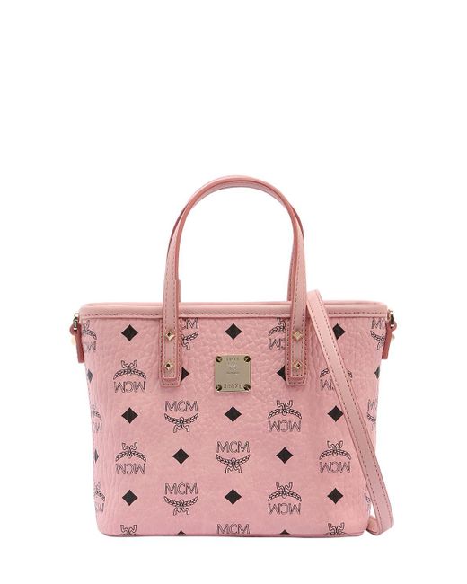 Mcm Mini Anya Logo Printed Tote Bag in Pink - Save 4% | Lyst