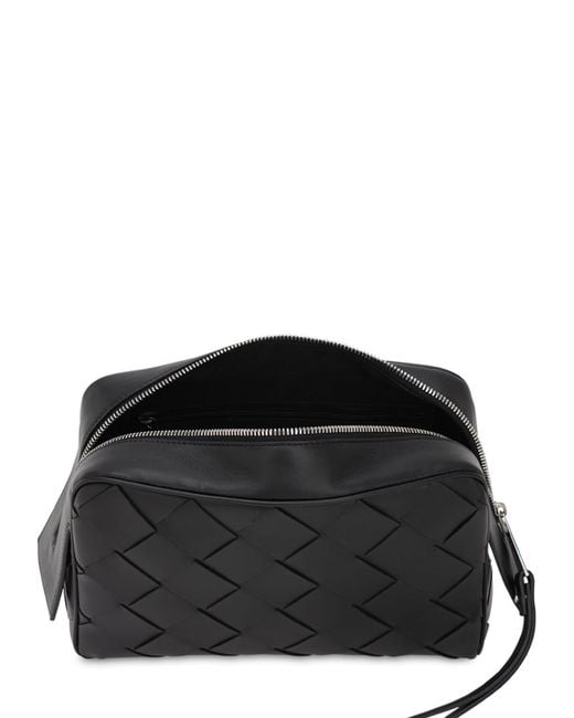 Bottega Veneta Maxi Intreccio Leather Toiletry Bag in Black for Men - Lyst