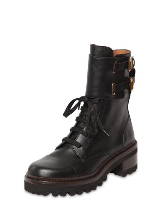See By Chloé Mallory Combat Boots In Black Leather - Save 22% - Lyst