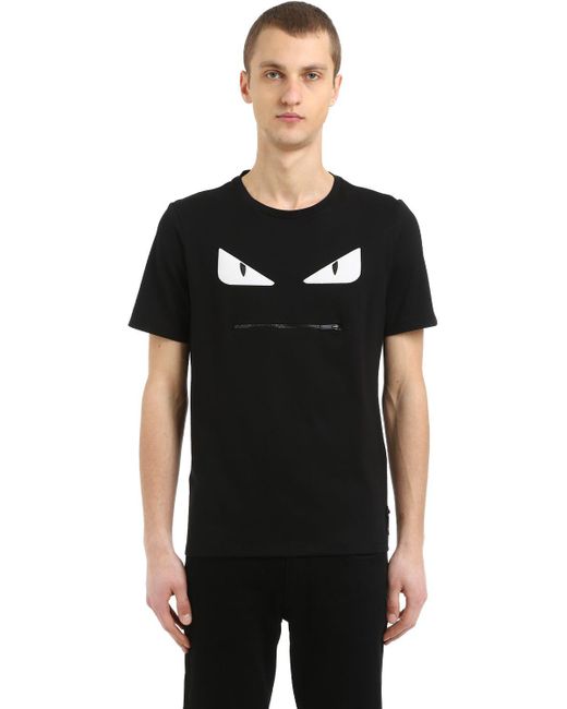 Lyst - Fendi Monster Zip Mouth Cotton Jersey T-shirt in Black for Men