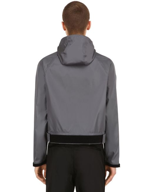 Download Prada Hooded Nylon Gabardine Jacket in Gray for Men - Lyst