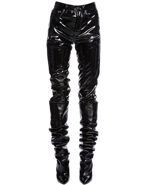 black patent leather pants