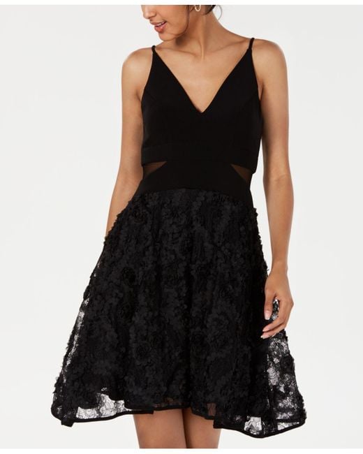 xscape floral appliqué gown