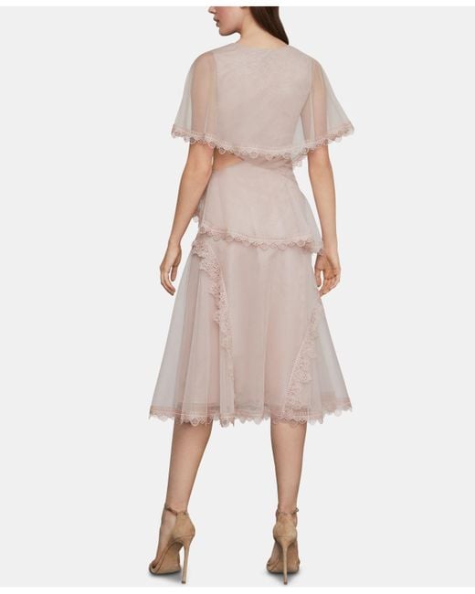 bcbg pink tulle layered gown
