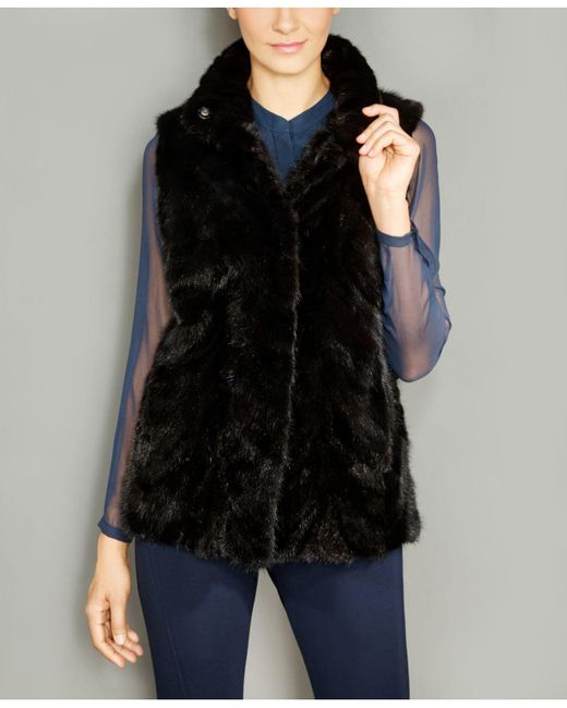 Lyst The Fur Vault Mink Fur Reversible Vest in Black