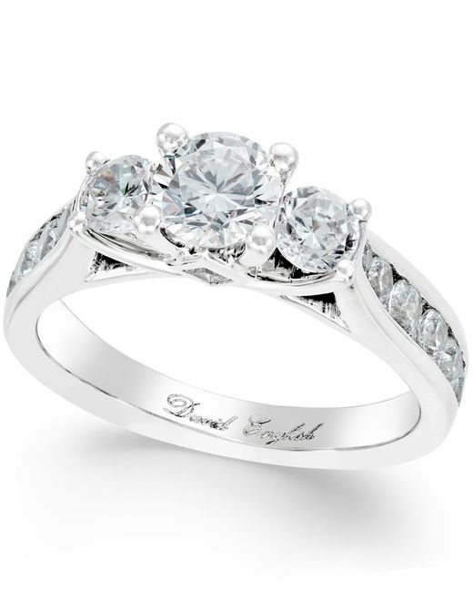  Macy s  Diamond Three stone Engagement  Ring  2 Ct T w In 