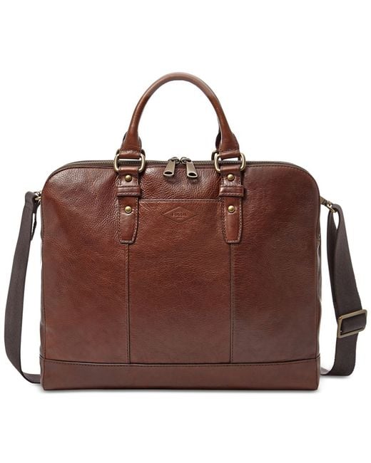 Fossil Dillon Leather Work Bag in Brown for Men | Lyst