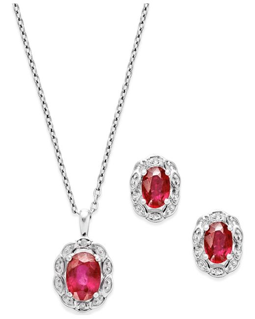 Macy's Gemstone (2 Ct. T.w.) And Diamond Accent Jewelry Set In Sterling ...