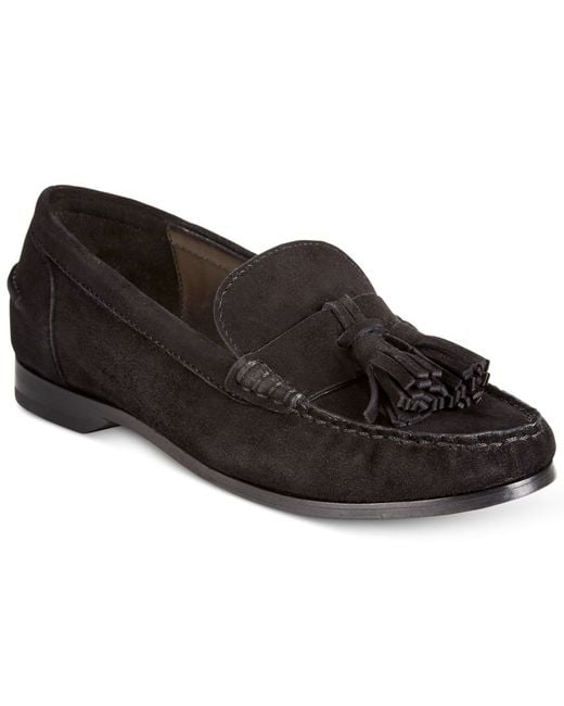 Cole haan Women's Pinch Grand Tassel Loafers in Black (Black Suede) | Lyst