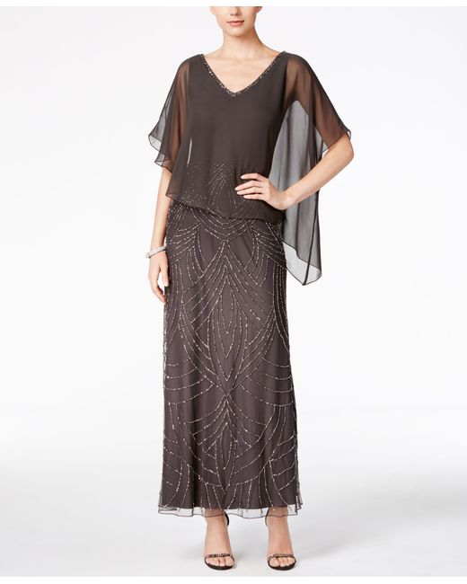 j kara v neck beaded gown
