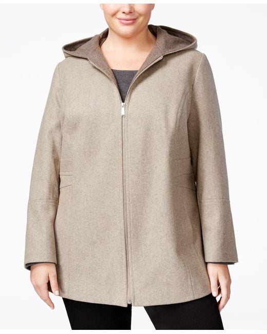 London fog Plus Size Woolblend Hooded Walker Coat in Brown Lyst