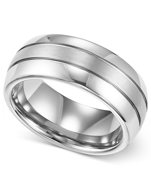 Macy&#39;s Triton Men&#39;s Ring, 8mm White Tungsten 3-row Wedding Band in Multicolor for Men - Save 45% ...
