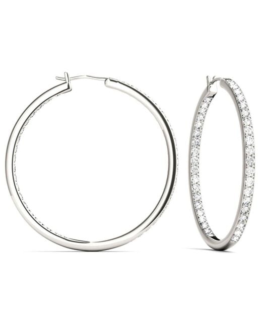 Lyst Charles Colvard Moissanite Hoop Earrings 2 1 3 Ct T W Charles Colvard Metallic Moissanite Hoop Earrings 2 1 3 Ct