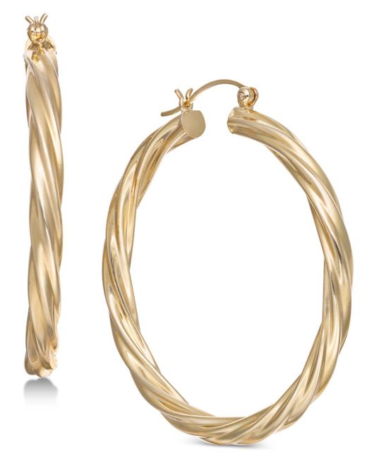 Lyst - Macy'S Large Twist Hoop Earrings In 14k Gold in Metallic
