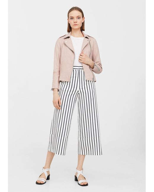 Mango Leather Biker Jacket In Pink Lyst Mango Pink Leather Biker Jacket Lyst