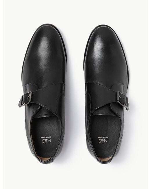 Marks & Spencer Leather Buckle Slip-on Shoes in Black for Men - Lyst