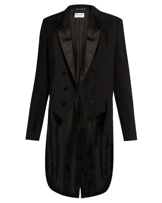 Saint laurent Peak-lapel Satin-trimmed Wool Tailcoat in Black for Men ...