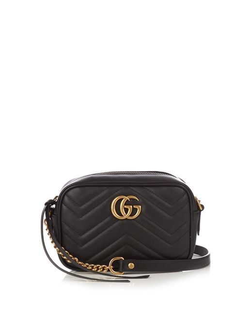 Gucci Gg Marmont Mini Quilted-leather Cross-body Bag in Black | Lyst