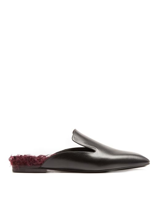 fur lined leather loafers