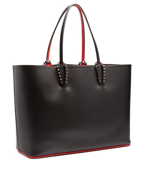 Lyst - Christian Louboutin Cabata Spike Embellished Leather Tote in Black - Save 22.480620155038764%