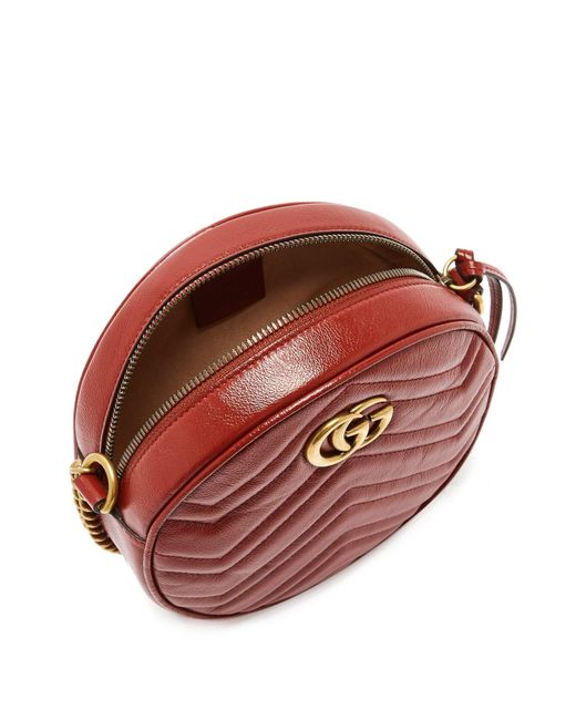 Gucci Gg Marmont Circular Leather Cross Body Bag in Red - Lyst