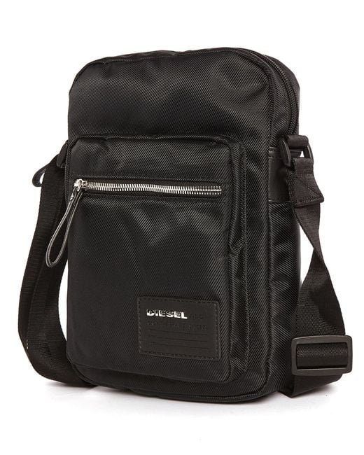 Diesel Black Damper Nylon Zip Front Shoulder Bag in Black for Men | Lyst