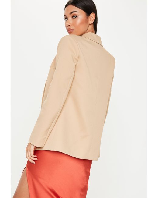 Missguided Synthetic Nude Fitted Blazer in Natural - Lyst