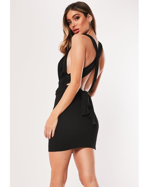 Lyst Missguided Black Mesh Multiway Bodycon Mini Dress In Black