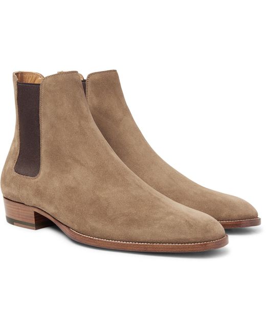 saint laurent tan suede chelsea boots
