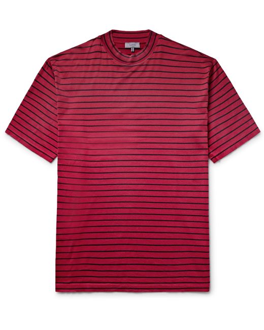Download Lanvin Striped Cotton-jersey Mock-neck T-shirt in Red for ...