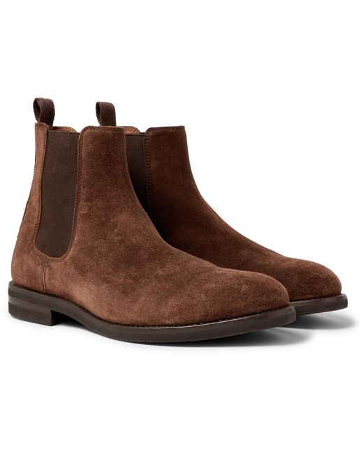 Brunello Cucinelli Suede Chelsea Boots in Brown for Men - Lyst