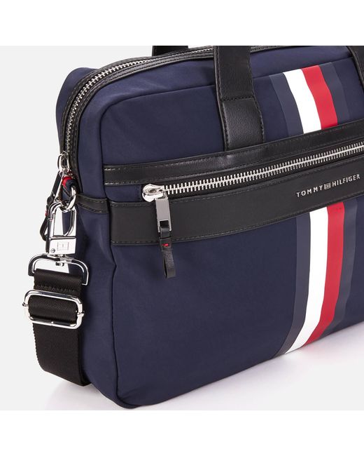Lyst - Tommy Hilfiger Laptop Bag With Icon Stripe And Faux Leather ...