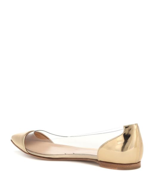 Gianvito Rossi Plexi Patent Leather Ballet Flats in Gold (Metallic) - Lyst