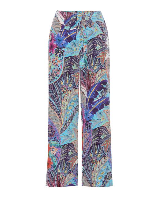 Etro Printed Silk Trousers in Blue - Save 40% | Lyst