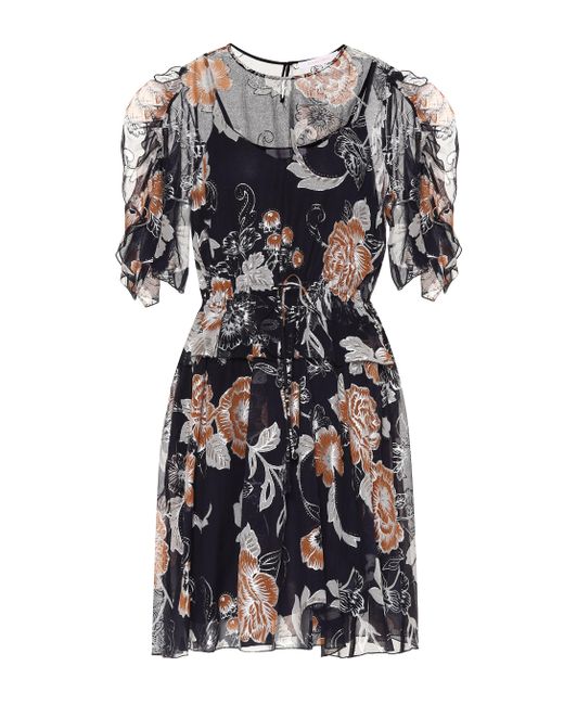 See By Chloé Floral Midi Dress in Black - Lyst