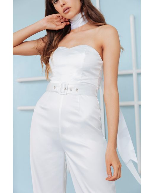 white silk jumpsuit