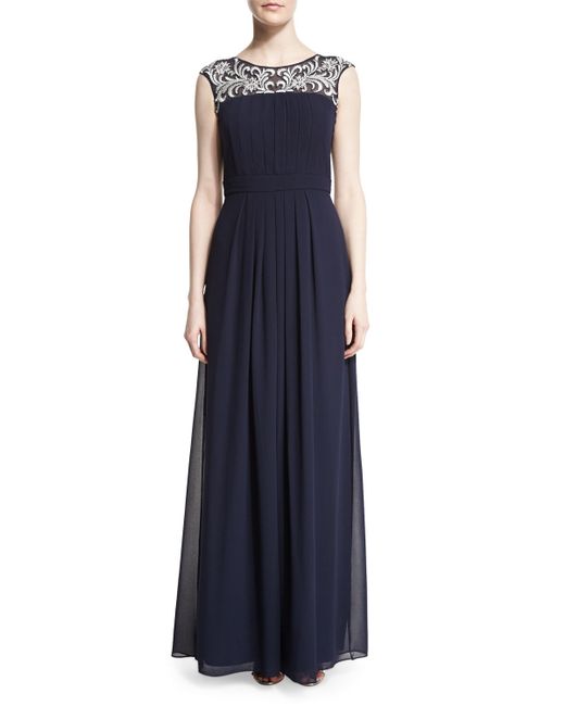 aidan mattox embroidered gown