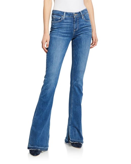 PAIGE Lou Lou Flare Jeans With Released Hem in Blue - Lyst