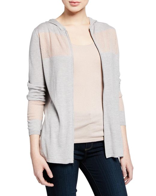 Download Lyst - Neiman Marcus Zip-front Colorblock Cashmere-blend ...