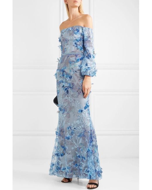 marchesa notte off the shoulder