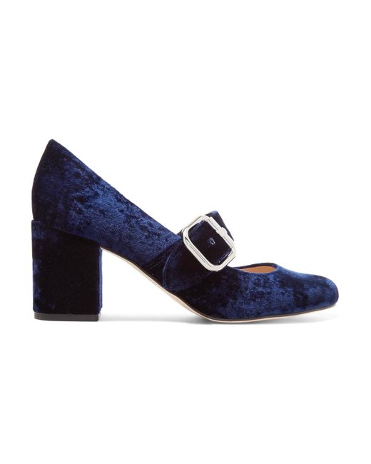 Sam edelman Chessie Velvet Mary Jane Pumps in Blue | Lyst